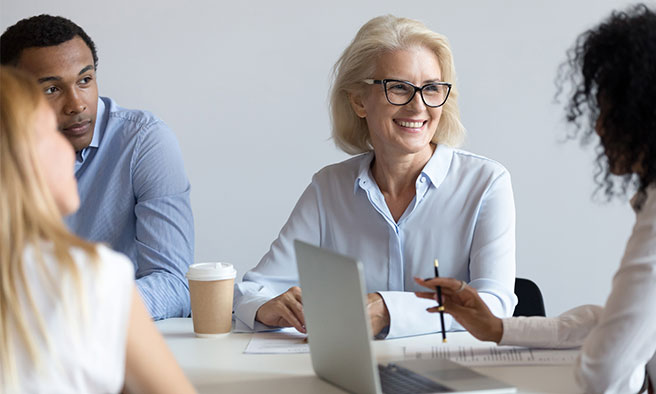 employees in a meeting