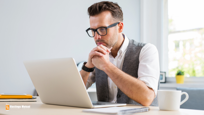 Sitting at computer