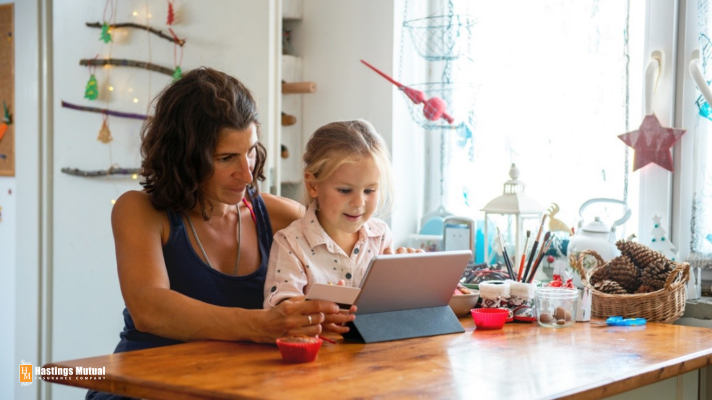 mother and daughter at computer