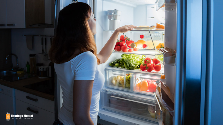 woman looking in refridgerator