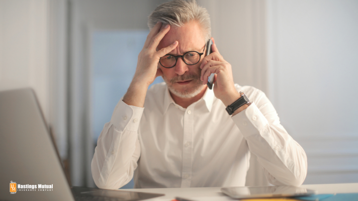 Upset employee on phone