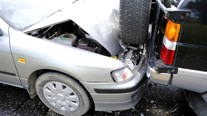 close up of car rear end collision