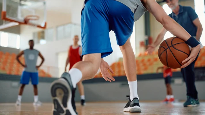 a friendly basketball game between co-workers