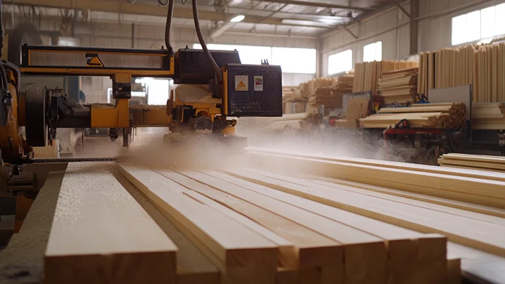 commercial sawmill creating a lot of wood dust