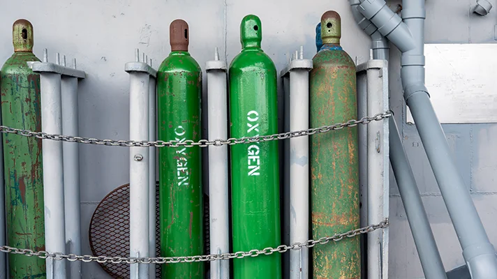 compressed gas cylinders in storage