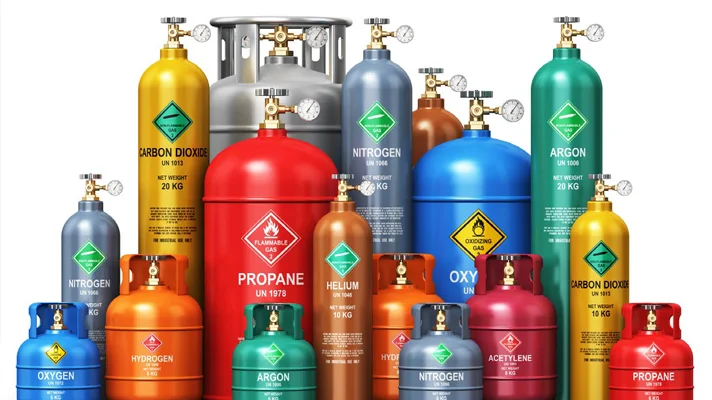 various compressed gas containers